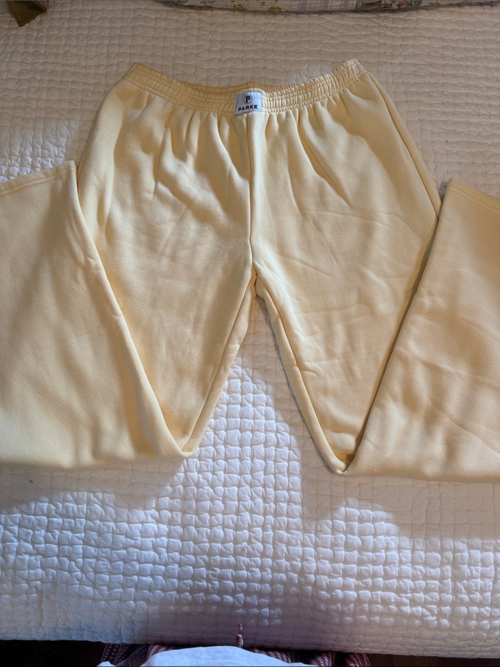 Parker Pale Yellow Cozy Sweatpants with Elastic Waist